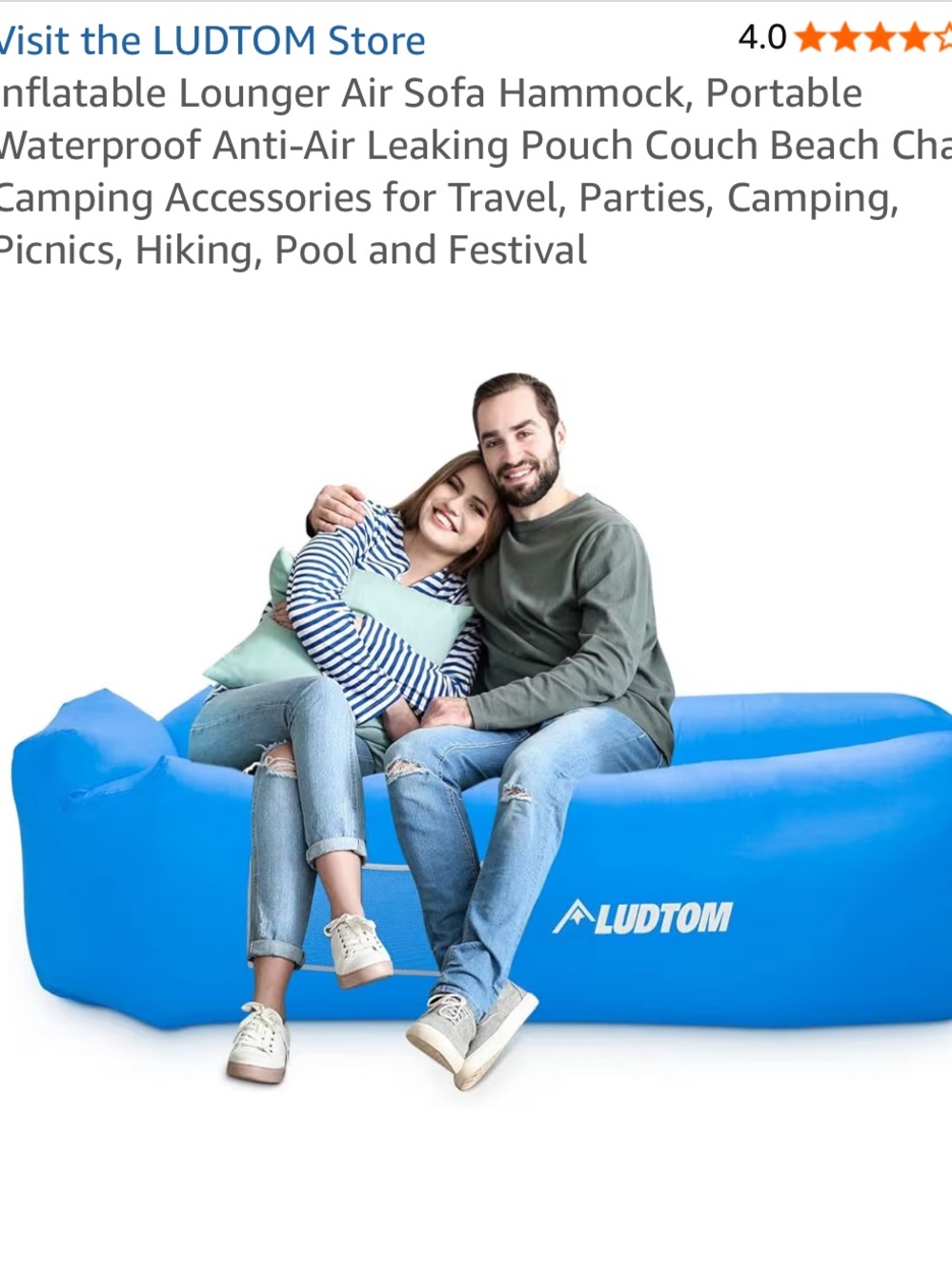 LUDTOM Inflatable Lounger Sofa Blue NWOT - Picture 6 of 9